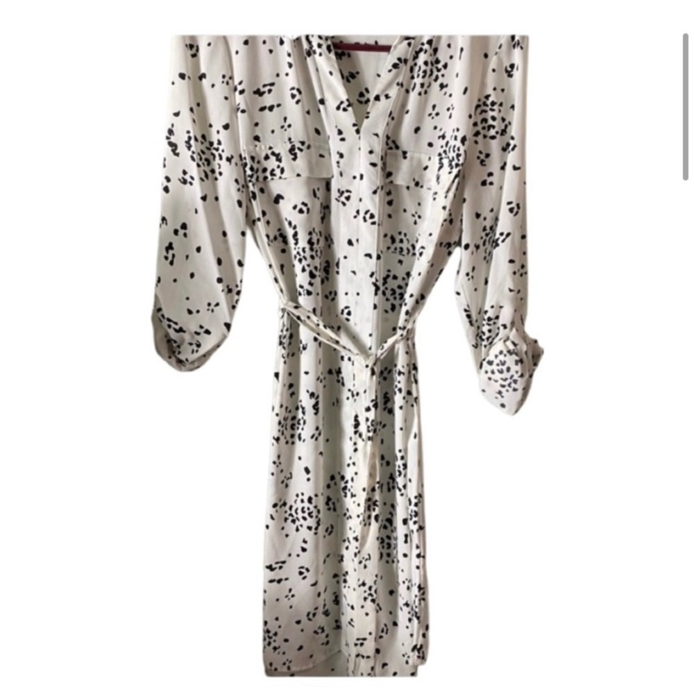 NWT BRILLIANT WHITE MULTU-PRINT DRESS.TIES IN